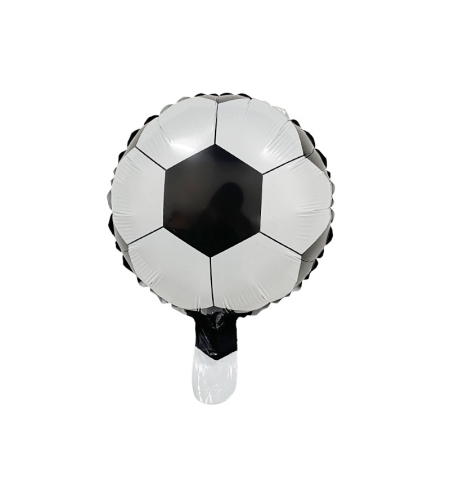 Balon din Folie Metalizata, Flippy, Mini Figurine, Model Minge de Fotbal, Tematica Aniversare, 30x24 cm, Ambalaj Individual, Pai Inclus, Umflare cu Aer sau Heliu, Alb-Negru