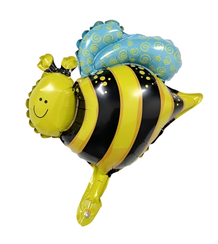 Balon din Folie Metalizata, Flippy, Mini Figurine, Model Albinuță, 36x42cm, Ambalaj Individual, Pai Inclus, Umflare cu Aer sau Heliu, Multicolor