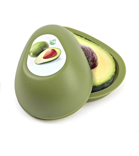 Cutie Alimentara, Flippy, Model Avocado, din Plastic, 12.5 x 12.5 x 5.4 cm, 500 ml, Verde Inchis