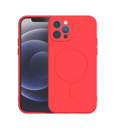 Husa protectie Flippy compatibila cu iPhone 12 Pro (6.1) , Liquid MagSafe, ring-shaped, magnetica, Rosu