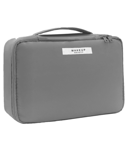 Geanta de Calatorie, Flippy, pentru Cosmetice si Articole de Toaleta, Material Impermeabil, 2 in 1, Portfard Interior Detasabil, 23 x 16 x 8 cm, Gri