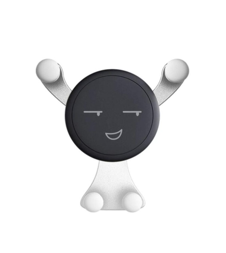 Suport de Telefon, Flippy, pentru Ventilatie, din ABS si Silicon, 11 x 10 x 4 cm, pentru Telefon 4.0 - 6.0 inch, Model Smiley Face, Argintiu