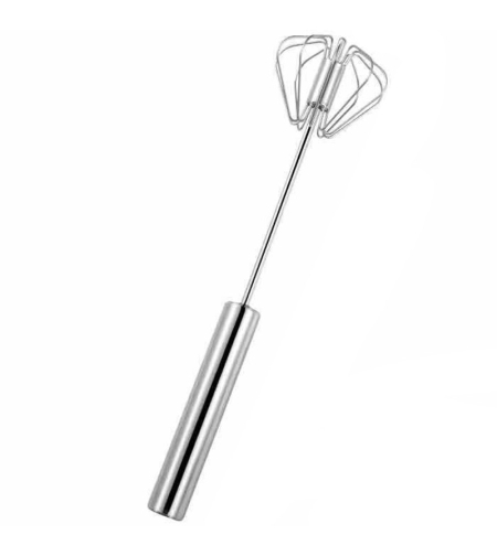 Mixer Manual, Flippy, pentru Oua Smantana Frisca Aluat, Maner Otel Inoxidabil, Usor de Utilizat si Depozitat, 29 x 7 cm, Argintiu