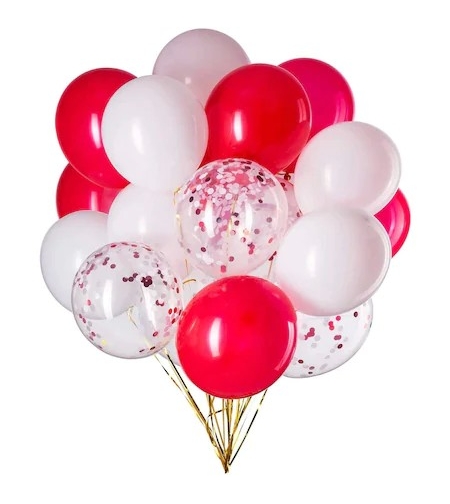 Set 15 baloane pentru petrecere, Flippy, alb/rosu, 30 cm