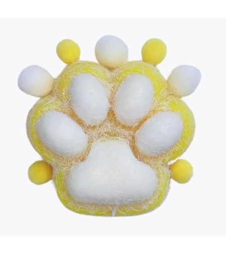 Jucarie Interactiva Squishy, Flippy, Model Cat Paw, Squeeze Pinch Family, Revenire Lenta, din TPR, +3 Ani, 7.5 cm, Textura Puf, Galben