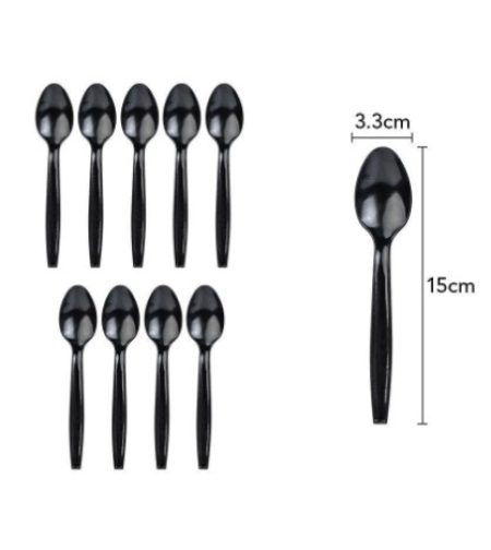 Set 10 Linguri de unica folosinta 15 x 3.3 cm, negru