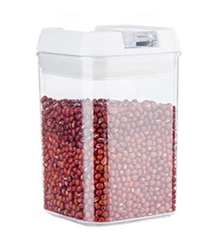 Cutie de Depozitare Alimente, Flippy, Cutie de Depozitare tip Container pentru Bucatarie, cu Capac, Inchidere Ermetica, Cutie pentru Cereale, 15.5 x 10 x 10 cm, volum 0.8 L, Alb