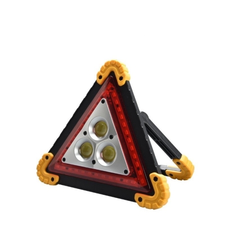 Triunghi Multifunctional de Avertizare, Flippy, Lanterna LED, Impermeabil IP65, 800 lm, 2 x AA, Functie Incarcare Telefon, USB si Micro USB, COB, Portocaliu