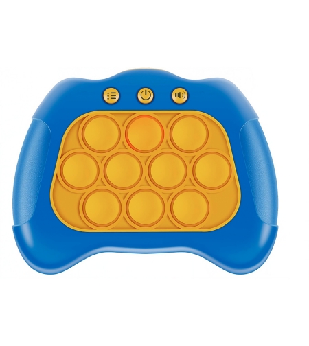 Joc Pop It, Flippy, consola, joc interactiv, antistres, cu baterii, Abs si silicon, Albastru, 12 x 10 x 5.8 cm
