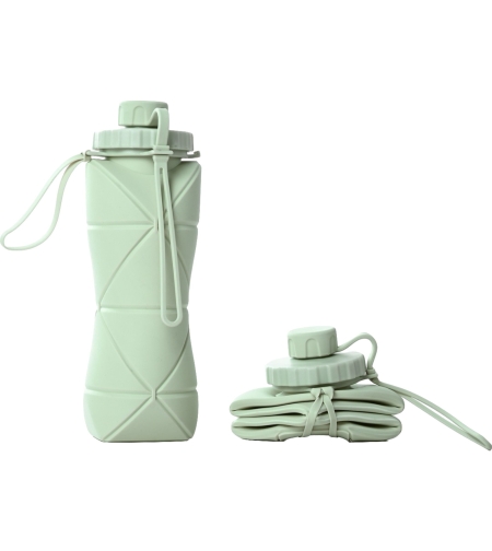 Sticla de apa pliabila Flippy, din silicon,reutilizabila, rezistenta la temepreturi ridiate, usor de depozitat si carat, 22 x 7.8 cm, 600 ml, verde