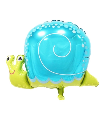 Balon din Folie Metalizata, Flippy, Figurina Melc, Tema Animalute, 30 cm, Ambalaj Individual, Pai Inclus, Umflare cu Aer sau Heliu, Albastru