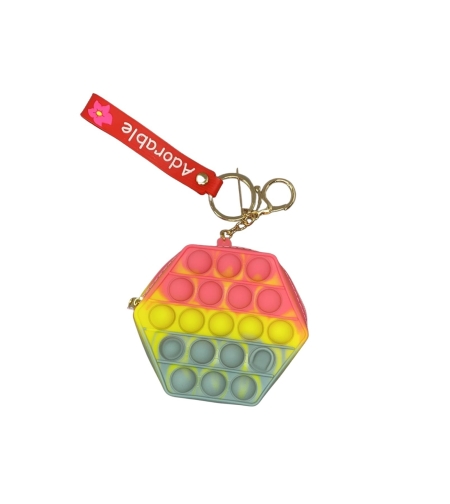 Jucarie antistres din silicon, Flippy, Pop It Now and Flip It, Portofel hexagon, Roz/Gri