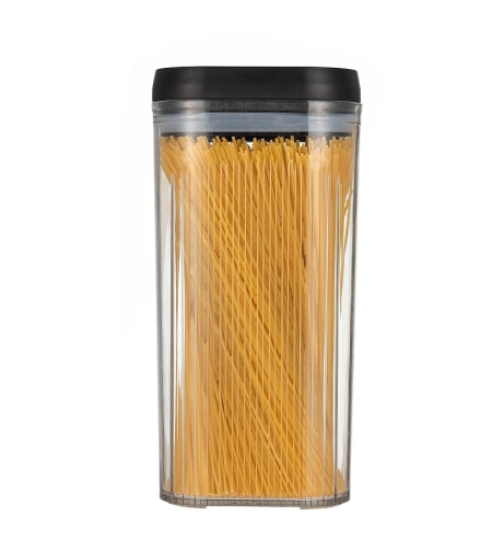 Cutie de Depozitare Alimente, Flippy, tip Container, 2.5L, Recipiente pentru Cereale in Bucatarie,  Transparente cu Capac Negru