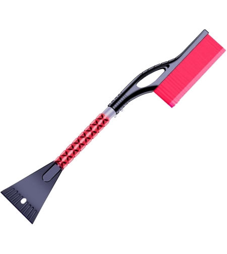 Perie de Zapada cu Racleta pentru Masina, Flippy, Multifunctionala, Demontabila, cu Maner Antiderapant, Aluminiu, Plastic, Fragmentarea Ghetii de pe Parbriz, Solutia pentru Iarna, pentru Dezghetare, 68x24x11.1 cm, Rosu