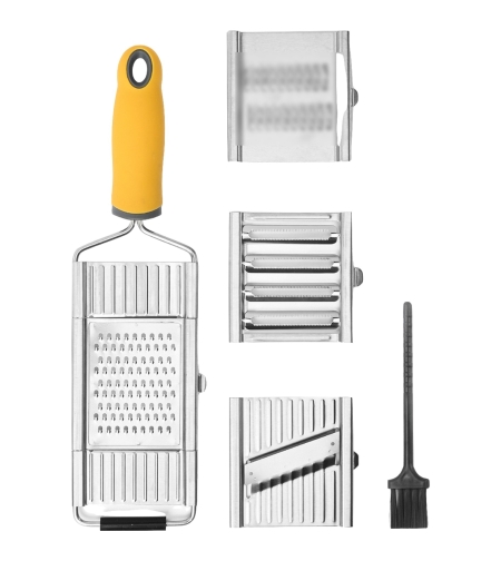 Razatoare multifunctionala Flippy, Inox, 4 tipuri de lame, usor de manevrat, maner din ABS ergonomic,33 x 8.6 cm, periuta curatare inclusa, Lame interschimbabile, Argintiu
