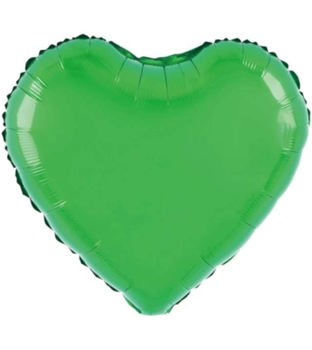 Balon din Folie Metalizata, Flippy, Figurina Inimioara, Model Simplu, Tematica Iubire, 40 cm, Ambalaj Individual, Pai Inclus, Umflare cu Aer sau Heliu, Verde