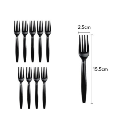 Set 10 furculite de unica folosinta 15.5 x 2.5 cm, negru