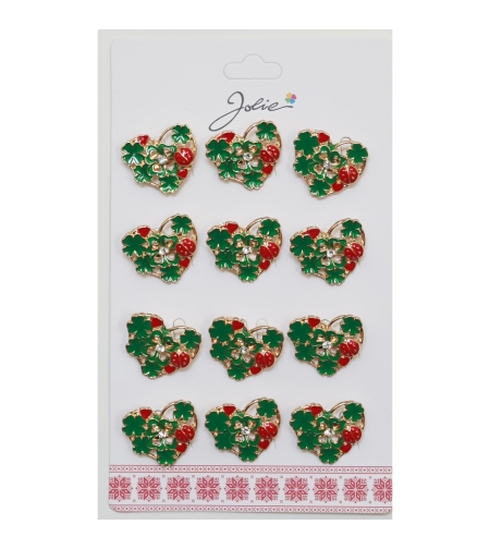 Set 12 Brose Martisor Primavara Inima Impodobita cu Trifoi si Buburuza