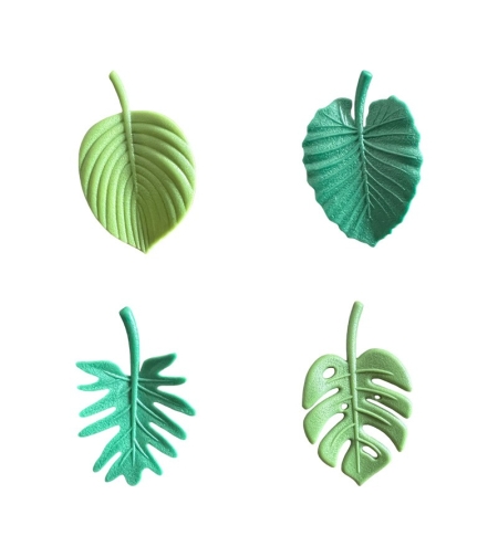 Set 4 Magneti de Frigider, Flippy, Model Frunze, din ABS si Magnet, Verde