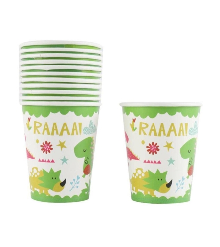 Set 10 Pahare Petrecere, Flippy, Colectia Dino Park, 8.5 x 7 x 5 cm, din Carton, Multicolor