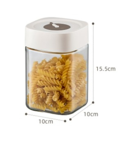 Borcan din Sticla de Inalta Calitate, Flippy, Capac Ermetic, Uz Casnic, Depozitarea Condimentelor sau a Alimentelor Umede si Uscate, 1000 mL, 10x10x15.5 cm, Alb
