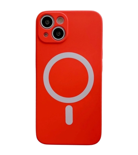 Husa MagSafe pentru Apple iPhone 13, Silicon, Protectie pentru camera, Magnetica, Incarcare Wireless,  Flippy, Rosu