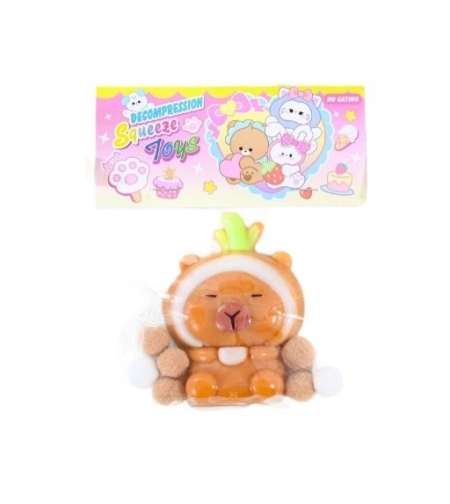Jucarie Antistres Squishy, Flippy, cu Revenire Lenta, Model Capybara, 7cmx6.5 cm, din TPR, Ambalaj Transparent, Maro