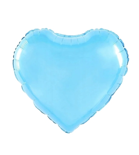 Balon din Folie Metalizata, Flippy, Figurina Inimioara, Model Simplu, Tematica Iubire, 40 cm, Ambalaj Individual, Pai Inclus, Umflare cu Aer sau Heliu, Bleu
