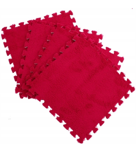 Set 10 Piese Covor tip Puzzle, Flippy, Spuma EVA, Pufos, 30 x 30 x 1 cm, Rosu