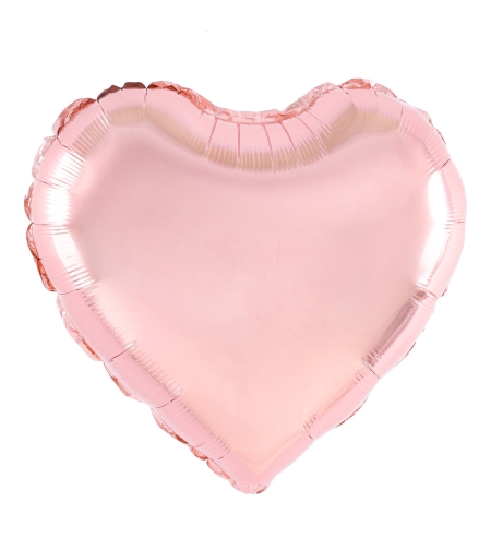 Balon din Folie Metalizata, Flippy, Figurina Inimioara, Model Simplu, Tematica Iubire, 40 cm, Ambalaj Individual, Pai Inclus, Umflare cu Aer sau Heliu, Rose