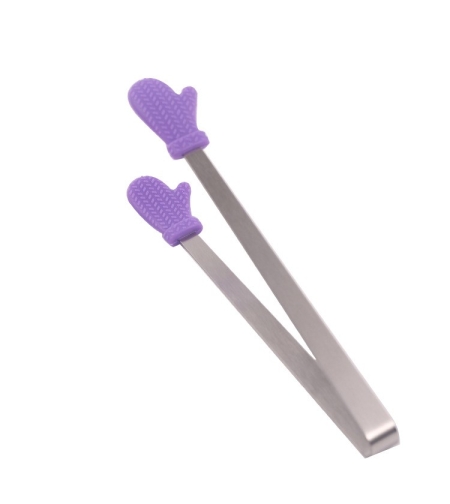 Cleste Creativ pentru Mancare, Flippy, Model Manusi din Silicon, 14.5x3 cm, Rezistent la Temperaturi Inalte si Coroziune, Mov