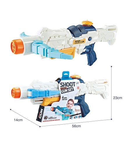 Pistol cu Apa, Flippy, +6 Ani, Rezervor 700 ml, 4 Moduri de Stropire, din Plastic, 56 x 37 x 23 cm, Alb