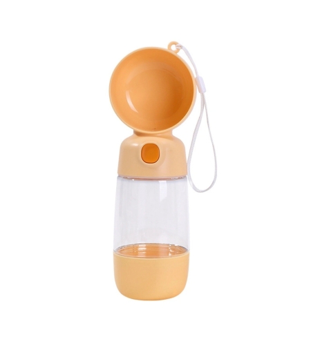 Sticla Animale, Flippy, Portabila, pentru Hrana si Apa, din ABS, 400 ml/182 ml, 25.5 x 8 x 9 cm, Galben