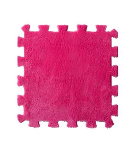 Set 10 Piese Covor tip Puzzle, Flippy, Spuma EVA, Pufos, 30 x 30 x 1 cm, Roz
