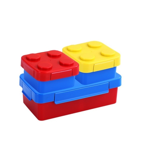 Set caserole pentru pranz interactive, Flippy, cuburi de construit, plastic, multicolor