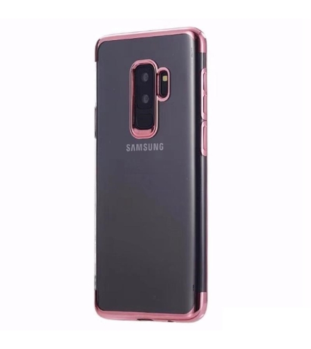 Husa Samsung Galaxy S9 Transparent cu Margini Roz-Aurii