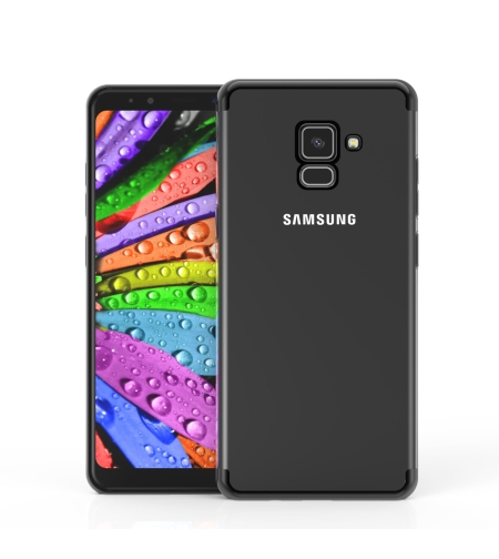 Husa Samsung Galaxy A8 2018 Transparent cu Margini Negre