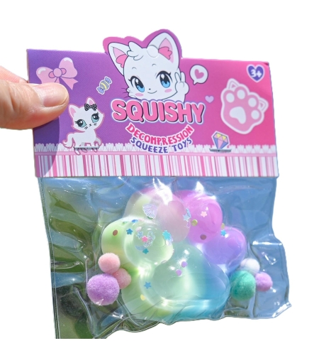 Jucarie Antistres Squishy, Flippy, Labuta de Pisica Squeeze Toys, cu Revenire Lenta, 7.5 cm, Model 270521, Multicolor