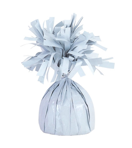 Greutate pentru Baloane cu Heliu, Flippy, din Folie cu Franjuri, 170g, 13 x 5 x 3 cm, Alb
