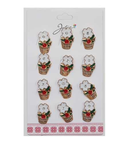 Set 12 Brose Martisor Primavara Cos Floare cu Buburuza