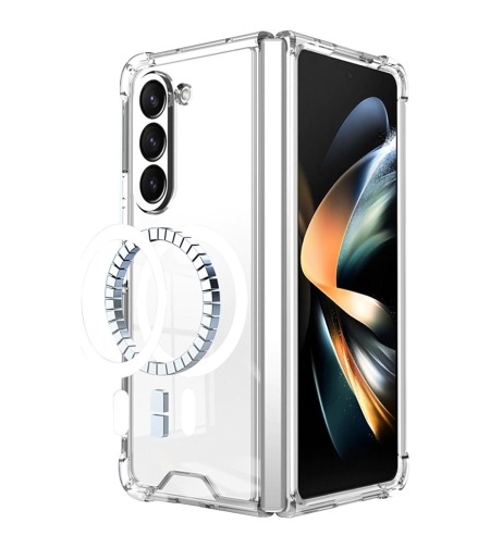 Husa de protectie Flippy compatibila cu Samsung Z Fold 5, MagSafe Blister, gaura mare camera, transparenta