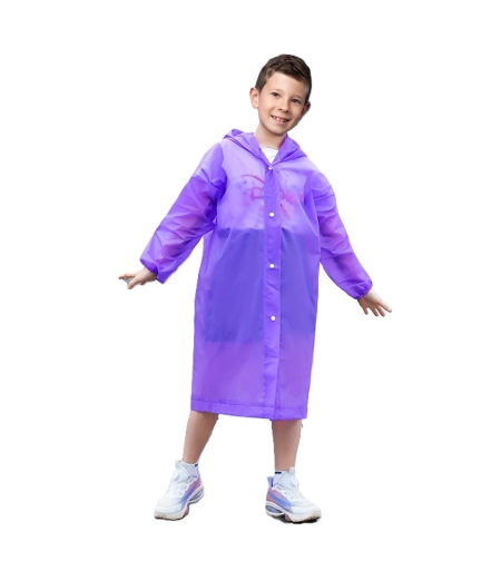 Pelerina de Ploaie, Flippy, pentru Copii 100-145 cm, din EVA, Impermeabila, Inchidere cu Capse, Mov