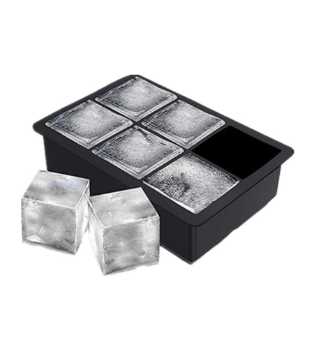 Forma pentru Gheata, Flippy, 6 Forme Patrate cu Capac, din Silicon, 17 x 12 x 6 cm, Negru