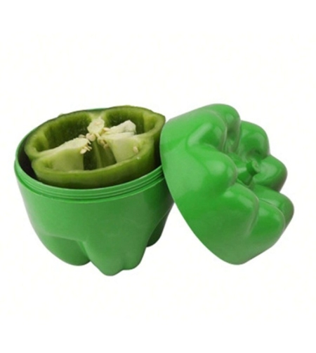 Cutie Alimentara, Flippy, Model Ardei, din Plastic, 9.8 x 9.8 x 10.7 cm, 350 ml, Verde