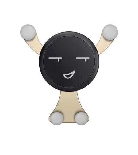 Suport de Telefon, Flippy, pentru Ventilatie, din ABS si Silicon, 11 x 10 x 4 cm, pentru Telefon 4.0 - 6.0 inch, Model Smiley Face, Auriu