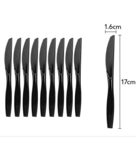 Set 10 cutite de unica folosinta 17 x 1.6 cm, negru