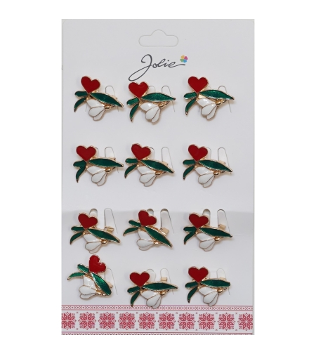Set 12 Brose Martisor Primavara Ghiocel cu Inima