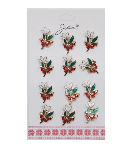 Set 12 Brose Martisor Primavara Ghiocel cu Fundita Rosie