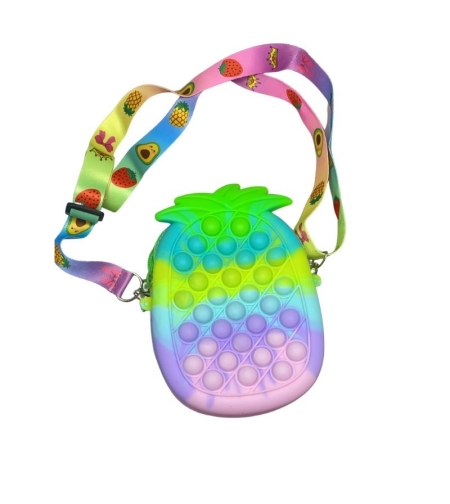 Jucarie antistres din silicon, Flippy, Pop It Now and Flip It, Geanta mica, Ananas, Multicolor, Model 3