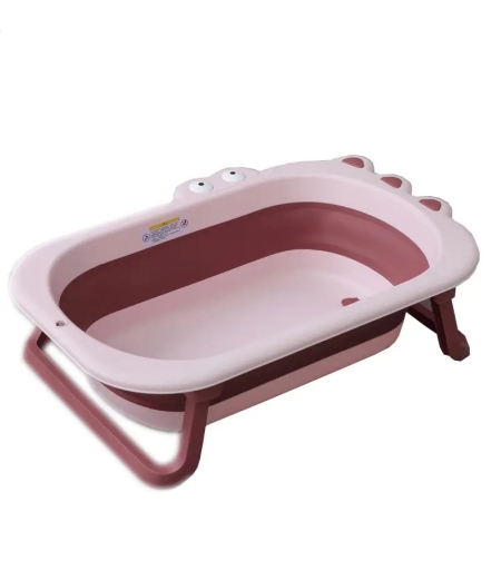 Cada Pliabila pentru Baie, Flippy, din PP+TPR, pentru Copii 0-6 Ani, Model Crocodil, Dop de Scurgere, 80x54x21 cm, Roz